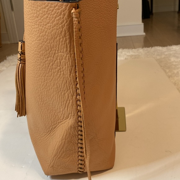 Rebecca Minkoff Peach Climbing Rope Unlined Leather Weekender Tote - Picture 3 of 9